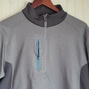 Snake Eyes Pullover Mens Large Gray 1/4 Zip Fleece Golf Raglan Shirt Top